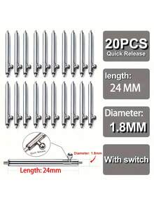 20pcs/Set, Diameter 1.5mm~1.8mm, 12/14/16/18/20/22/24mm, Suitable For Replacing Different Watch Bands, Stainless Steel Material, Can Be Easily Installed Using Switch Band Tool, Compatible With Samsung, And Other Brand Watches, Quick Release Spring Bars, Ideal Gift For Students Back To School - Multicolor - View 18