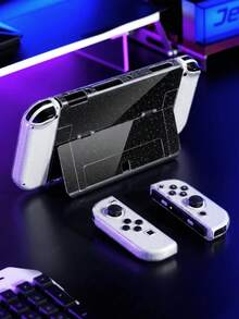 2 Transparent Glitter Protective Case, NS2 Detachable Game Console Protective Cover, High Transparency Starry Sky Sequin Crystal Shell, PC Hard Shell Anti-Fall Shock-Absorbing Anti-Scratch, Can Be Directly Inserted Into The Dock Without Affecting Charging, 1:1 Precise Cutout Fit, Anti-Yellowing Durable Material, Cute Gamer Desk Accessory, Recommended Gift For Holidays - View 11
