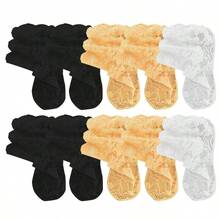 chuanwa(2) 1/5/10 Pasang Kaos Kaki Pendek Tipis Anti Selip Motif Bunga Plum Gaya Lolita Musim Semi/Panas dengan Renda Tak Terlihat - MultiWarna - View 12