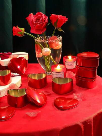 1pc/5pcs/10pcs Red Heart-Shaped Tin Box, High-Quality Candy Box + Jewelry Storage Box, Candy/Jewelry/Small Gift Storage, Valentine's Day/Wedding Gift Packaging Essential
