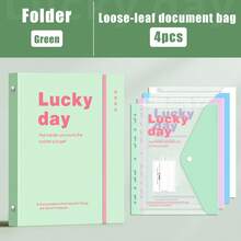 A4 Size PP Plastic Loose-Leaf Binder With File Bag, Buckle Design, Wide Opening, Fresh And Elegant Style, Suitable For Back To School, Detachable And Refillable, File Organization, Test Paper And Homework Storage - File Storage - View 10