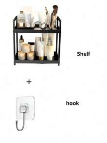 Black & White Dual-Layer Bathroom Countertop Storage Rack, Multi-Functional Organizer For Cosmetics, Perfumes And Accessories, Open Design For Easy Access, Rust-Resistant, Suitable For Home And Office, Great Gift For Christmas, Halloween, Easter, Holiday Seasons - Multicolor - View 10