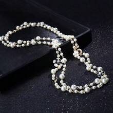 1pc 5-Pearl Flower Necklace, Fashionable Elegant Versatile French Style Clavicle Chain, Sweater Necklace For Women - 5-shaped Necklace - View 6