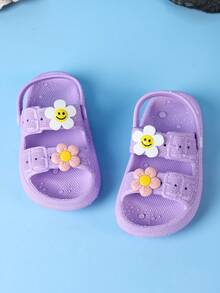 1 Pair Girls' Comfortable Lightweight Fashion Casual Indoor/Outdoor Beach Soft Sole Foam Slippers, Spring/Summer - Purple - View 6