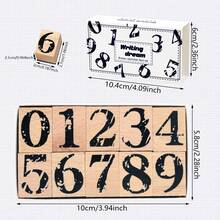 1 Box/2 Boxes, Wooden Rubber Stamps Numbers Letters Symbols Plus 1 Box Ink Pad DIY Scrapbook Diary Notebook Decoration Art Supplies, Back To School Supplies - Brown - View 11