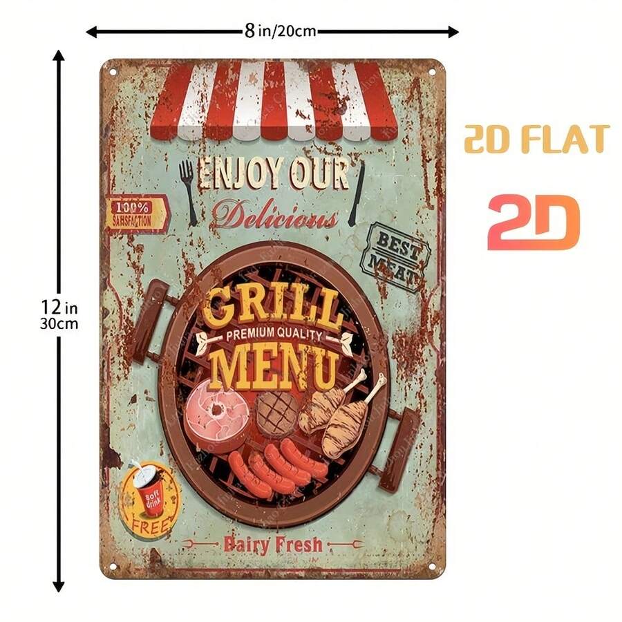 2D Flat, 1pc 2D Flat Poster - A 2D Flat Iron Sheet With UV-Printed Decorative Art, Measuring 7.87*11.81 Inches, Suitable For Indoor And Wall Decorations, Halloween And Christmas Decorations, 2D Flat - 1PC - View 1
