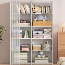 Oaoleer 1PC Portable Wardrobe Folding Wardrobe For Baby Room , Furniture Open Closets Living Room Cabinet Metal Clothes Closet Organizer System Wall Dresser - Multicolor - View 4