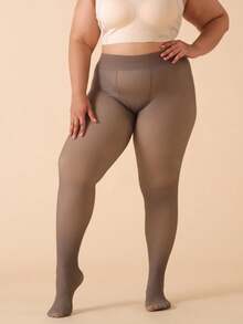 2pcs/Set Women's Plus Size Thermal Lined Tight Leggings, Micro-Compression Thermal Skinny Footed Tights, Fashionable & Elegant For Outdoor Wear, Available In 3 Colors - Multicolor - View 8