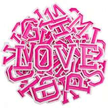 52 Pcs 3.8cm/1.5inch Letter Shaped Iron-On Patch Clothes A-Z Alphabet Patches Name Decorate Repair Patches - 52件粉紅色 - 查看 1