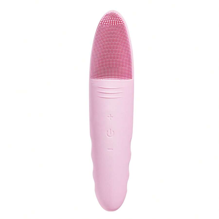 Ultrasonic Silicone Facial Cleansing Device Electric Waterproof Face Massager For Pore Cleaning And Skin Rejuvenation With Soft Brush Head - 粉色 - 查看 1