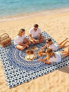 1pc New Waterproof Anti-Sand Digital Printed Beach/Picnic Mat, Fashionable And Fresh Pattern, Suitable For Outdoor Camping And Picnics - A - View 3
