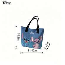 迪士尼史迪奇和安琪手提/单肩笔记本电脑包，可爱情侣印花单肩包，日常使用 - 黑色 - 查看 6