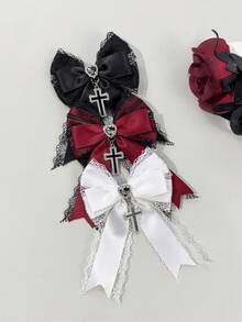 1 pezzo Fermaglio per capelli elegante e casual in stile gotico da donna con nastro in pizzo e fiocco, adatto per moda gotica, outfit da festa, qualsiasi occasione, ottimo regalo per la migliore amica, accessorio per capelli, mollette - Multicolore - Visualizzare 16