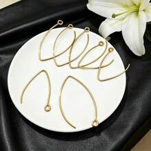 100Pcs Gold & Silver 304 Stainless Steel V-Shaped Ear Wires, Leaf Shaped Open Hoop Earring Hooks For DIY Jewelry Making Supplies - Ear Hook - View 5