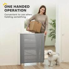 Retractable Pet Safety Gate, Folding Dog Barrier, Grey - T0001-01-5755 - View 7