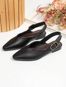Sepatu Loafer Datar Ujung Persegi Baru Musim Semi/Panas 2026, Sepatu Slip-On Kasual Gaya Inggris dengan Sol Lembut untuk Wanita, Ukuran Besar 41-43 - Hitam - View 2