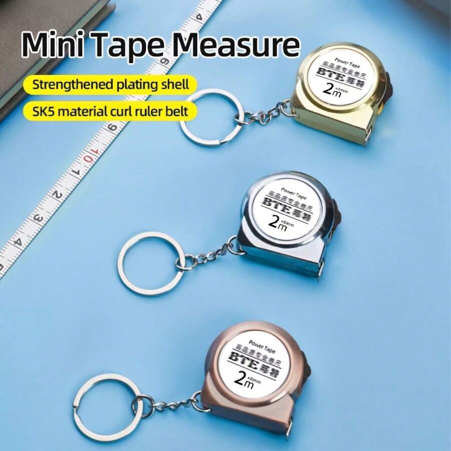 1pc Portable Electroplated Mini Steel Retractable Tape Measure With Keychain, Durable Waterproof Mini Ruler, 2m/78.74in Nickel-Plated Stainless Steel Tape, Small Measuring Tool For Home, DIY, Sewing, Office And Woodworking Projects