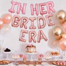 13件套新娘婚礼派对气球套装，包含16英寸“IN HER BRIDE ERA”粉色和玫瑰金混合气球，适用于新娘送礼会、婚礼、订婚派对装饰、单身派对、新娘送礼会、准新娘派对、派对装饰 - 彩色 - 查看 3