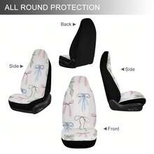 1/2 PCS Car Seat Covers,Modern Fresh Floral Bow Tie Style, Universal Auto Front Seats Protector Fits For Car, SUV Sedan, Truck - DS 2 - Xem 2
