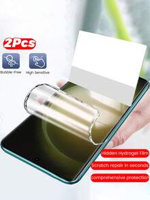 2片装透明高清水凝胶膜，适用于三星Galaxy S24/S22 Ultra/S23/S21 Plus/S25/S25+/S26/S26+/S26 Ultra，高灵敏度，防刮擦，防水 - 白色 - 查看 20
