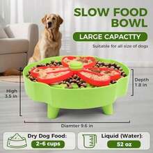 Elevated Slow Feeder Bowl For Cats And Dogs - Raised Puzzle Food Dish With Non-Slip Stand Anti-Choke Maze Design For Fast Eaters Indoor Pets - Improves Digestion For Kittens Puppies Green - 綠色 - 查看 7