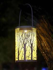1 pezzo Lanterna solare da esterno appesa, luce decorativa a LED in metallo, lampada da tavolo impermeabile per giardino, patio, cortile, decorazioni per feste, design traforato - Multicolore - Visualizzare 4