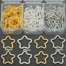 60pcs/Box Multicolor Star Embossed Rings, Suitable For Jewelry DIY Accessories, Open Rings, Earring Connectors, Phone & Key Chains, Embossed Rings, Bracelet & Necklace Connectors, Pentagram Jump Rings And Other Accessory Materials - Star-shaped Embossed Wreaths (60pcs) / Box - View 11