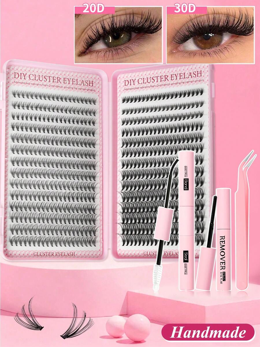 560pcs Complete DIY Lash Kit , Cluster Lashes DIY Individual Fairy Lashes, Create Delicate Comic Eye Makeup,Mixed Length Design, Easy To Trim And Fit Different Eye Shapes, Suitable For Makeup Beginners - Black - View 1