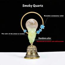 1 pièce Carillon en cuivre à boule de cristal naturel, cloche de guérison Feng Shui en cuivre pour décoration de la maison, cadeau et souvenir de Noël - clochette à boule de cristal - Voir 11