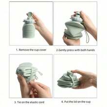 1pc-Collapsible Silicone Water Bottle, Waterproof Leakproof Portable Foldable Drinking Cup - Multicolor - View 2