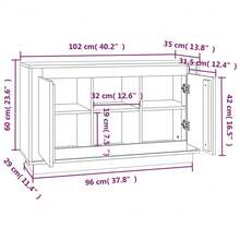 Credenza Grigio Cemento 102x35x60 cm in Legno Multistrato - Grigio - Visualizzare 8
