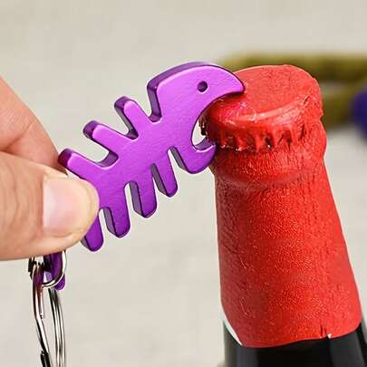 1/2pcs Fish Bone Shaped Beer Bottle Opener Keychain For Men Husbands Fathers Boyfriends, Perfect Portable Stainless Steel Bottle Opener Tool, Essential Gadget For Outdoor Travel Beach Barbecue Camping Adventure, Cool Keychain Accessory Gift For Guy Friend