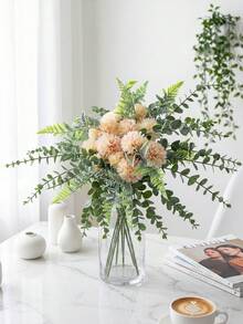 4 ramas de limón, adecuadas para decoración de primavera, escaparate, sala de estar, dormitorio, baño, cocina, boda, vacaciones, decoración de mesa interior - Crisantemos de eucalipto - 4 unidades - Ver 5