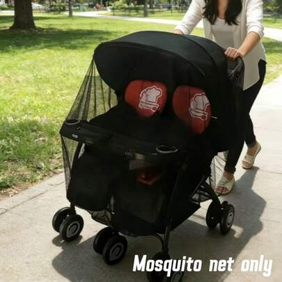 Extra große & dichte Baby Kinderwagen Mückenschutz-Netz, Sommer Anti-Mücken & Insekten-Netz, schwarzes Mesh-Verdeck, Rundumschutz Mückennetz