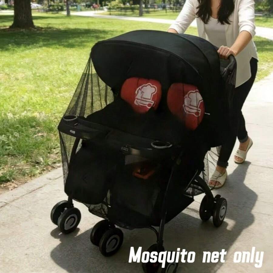 Red de mosquitos extra grande y densa para cochecito de bebé, red anti-mosquitos y anti-insectos de verano, dosel de malla negra, red antimosquitos de cobertura completa - Negro - Ver 1