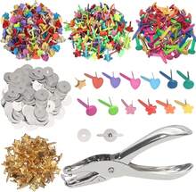400 Pcs Mini Brad Paper Brads Fastener, Multicolor Metal Brad Split Pins Pastel, Round Fasteners With 400pcs Silver Washers And Hole Punch, Small Paper Fasteners For Crafts_Scrapbooking DIY Supplies - White - View 1