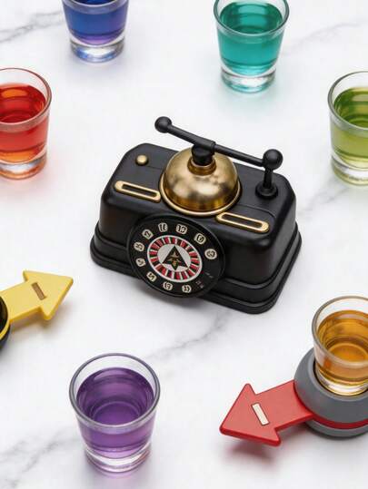 Russian Roulette Style Drinking Game Set, With Non-Slip Base And Cup Holder, Fun Adult Party Game For Game Night, Party, Bachelor Party, Social Gathering And Bar Activities, Interactive Drinking Accessories For Friends Who Enjoy Participatory Drinking Challenges