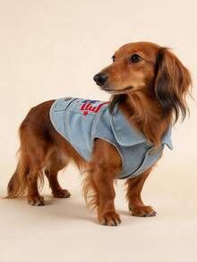 1 pieza Ropa para mascotas, Atuendo para perros y gatos para Poodle, Teddy, perros y gatos pequeños, Vestido casual y cómodo con estampado de bandera americana para cachorros y gatitos felices - Azul - Ver 3