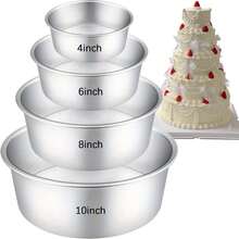 4/6/8/10 Inch Round Cake Mold - With Removable Bottom, Anodized Aluminum, Wear-Resistant, Scratch-Resistant, High-Temperature Resistant, Easy Release, Reusable, Suitable For Kitchen Baking Multi-Layer Cakes, Mousse Cakes, Cheesecake Baking Pans, Suitable For Eid Al-Adha, Ramadan, Eid Al-Fitr, Christmas, Halloween, Valentine's Day, New Year, Wedding, Birthday And Other Holiday Kitchen Baking Accessories - Silver - View 3