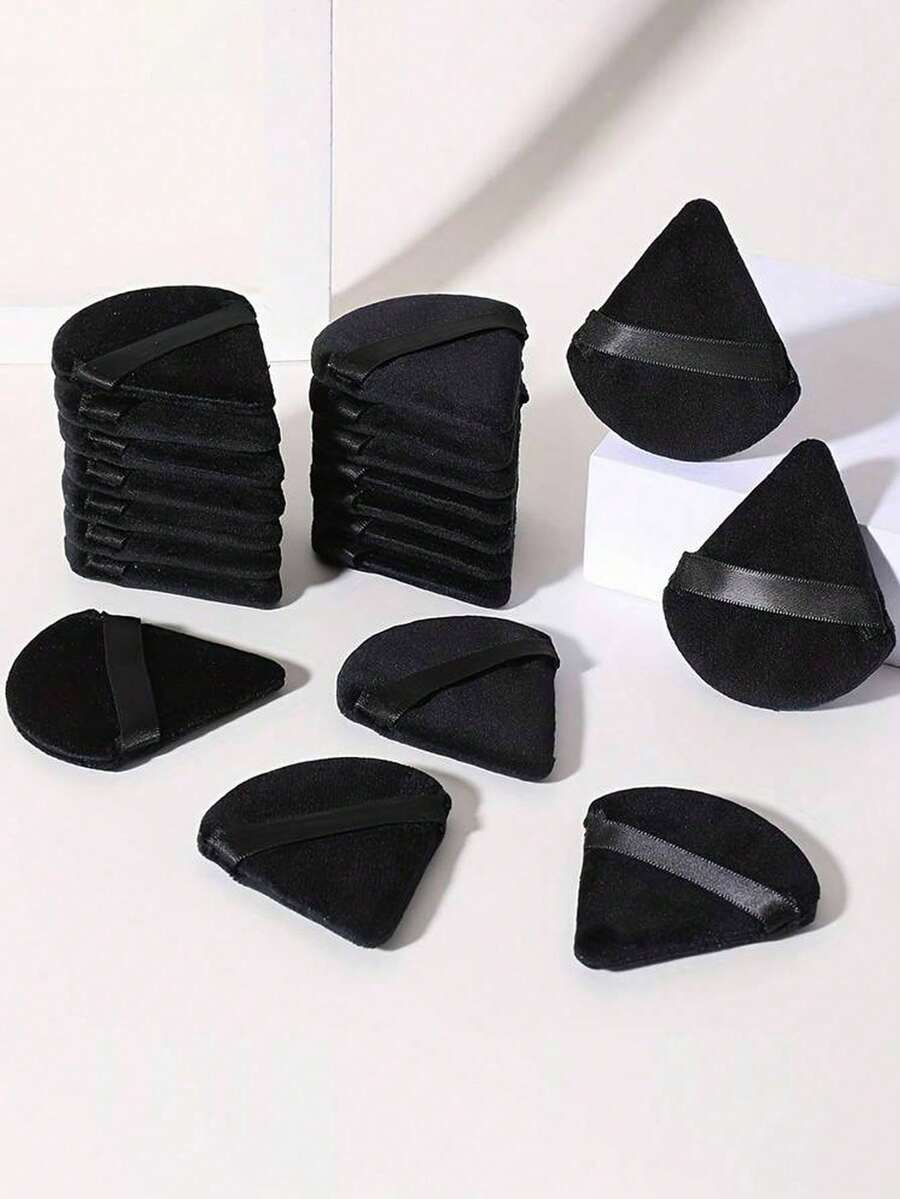 24/10/5/1pcs Triangle Velvet Powder Puff And Mini Pizza Powder Puff, Suitable For Wet And Dry Powder, Lightweight And Washable, Suitable For All Skin Types And Beginners, Applicable For Makeup, Room Decor, Vanity, Travel, Bedroom, Makeup Accessories, Powder Puff, Makeup Sponge, Powder Puff, Makeup Tools, Christmas Gift, Women Gift, Giveaway