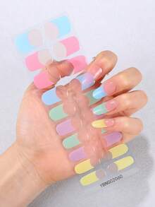 20pcs Semi-Cured Gel Nail Stickers | Requires UV Lamp Gel Nail Stickers | Long-Lasting Gel Nail Sticker Decals | Salon-Grade, Easy To Use And Remove - Multicolor - View 4