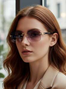 1副渐变复古时尚无框眼镜，采用优质金属无框设计，男女皆宜，适合度假、旅行、街头摄影、徒步、派对、音乐节、演唱会等场合，也是一份绝佳的礼物之选。 - 彩色 - 查看 16