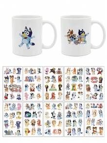 Bluey Bộ 5 miếng dán ngẫu nhiên màu xanh dương, bao gồm các nhân vật như Skye, Chase, chống thấm nước và bền, thích hợp dán lên bình nước, laptop và các đồ thủ công DIY. - Nhiều màu - Xem 4