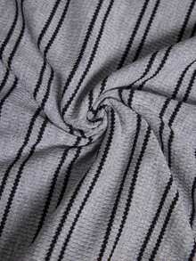 Elaquor Vestido casual holgado de manga corta raglán con media cartera a rayas para tallas grandes - Gris - Ver 4