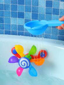 1Set Baby Bath Water Wheel & Shower Play Set, Kids Rotating Suction Cup Bath Toy - Multiple Sets Available - View 4