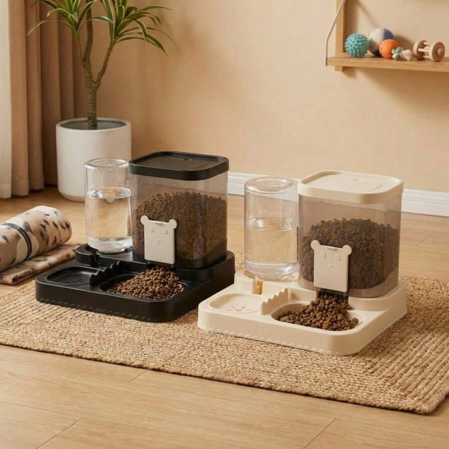 Bộ bát ăn và uống tự động không dùng điện cho thú cưng, kèm bình nước, dùng để cho ăn và uống hàng ngày, máy cho ăn tự động, máy cho mèo và chó ăn, máy cho ăn và uống tự động, máy cho ăn và uống cho thú cưng. - 3L - Xem 1