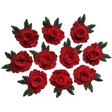 12pcs/Pack 3D Red Flower Embroidered Patches, 7.6*10cm DIY Decorative Applique - Embroidered Appliqué - View 9