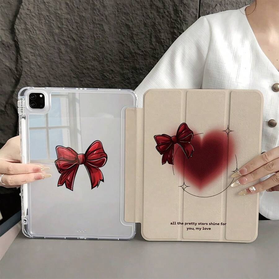 1 chiếc ốp lưng máy tính bảng in hình nơ đỏ và trái tim, có ngăn đựng bút, tương thích với iPad 10.9/10.2/ Air thế hệ thứ 5/Pro 11/10/9.7/Air 2/ (thế hệ thứ 7)/ (thế hệ thứ 8)/ Air 4/5/ Pro 11/ Thế hệ thứ 10 10.9 inch 2022 Smart Case/ Air 13 (M3 2025)/ Air 11 (M3 2025)/ Air 11 (M3 2025)/ 11 (A16 2025), chức năng tự động ngủ/thức, tương thích với Galaxy Tab S10+/S9/A9, tương thích với 5/5PR/6/6PRO/7/7PRO, tương thích với Matepad, tương thích với Honor Pad. - Nhiều màu - Xem 1