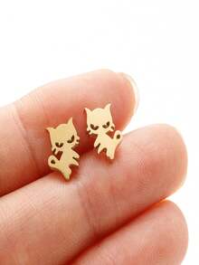 1Pair Fashion Cute Cat Small Earrings For Women Simple Pet Cat Charming Ear Piercing Accessories Jewelry - GED281 - View 6