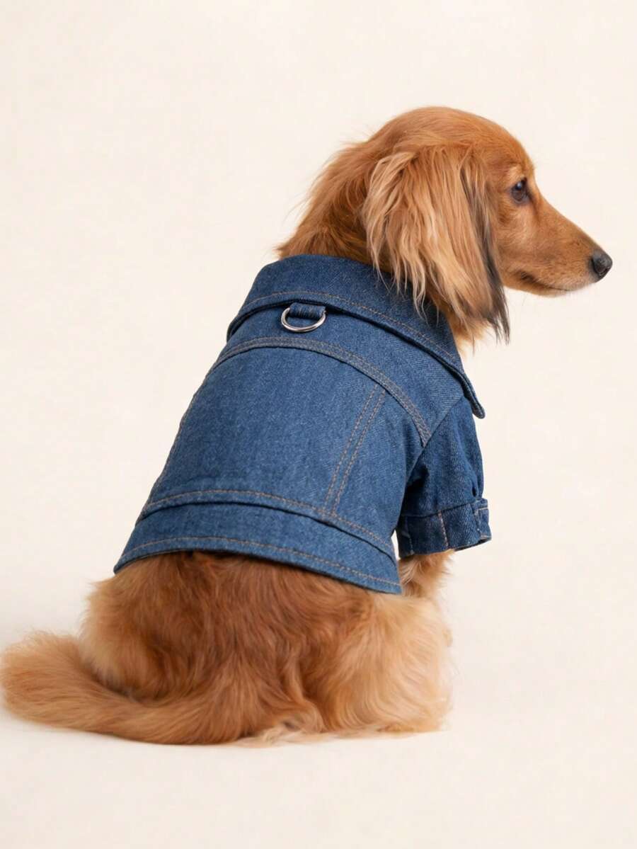 1 bộ quần áo cho thú cưng, trang phục cho chó/mèo, quần áo cho chó Poodle/Teddy con, áo khoác thường ngày phong cách dễ thương thoải mái màu xanh navy